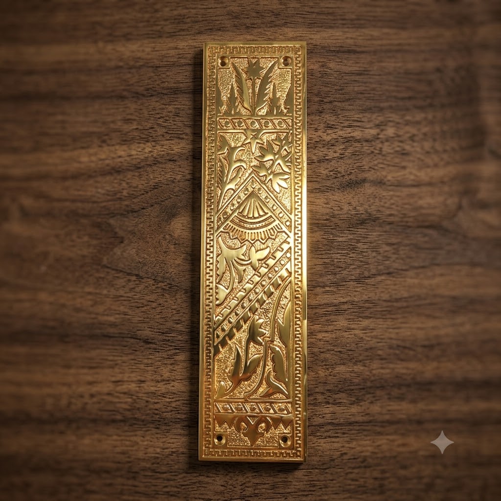Victorian Oriental Fan Push Plate