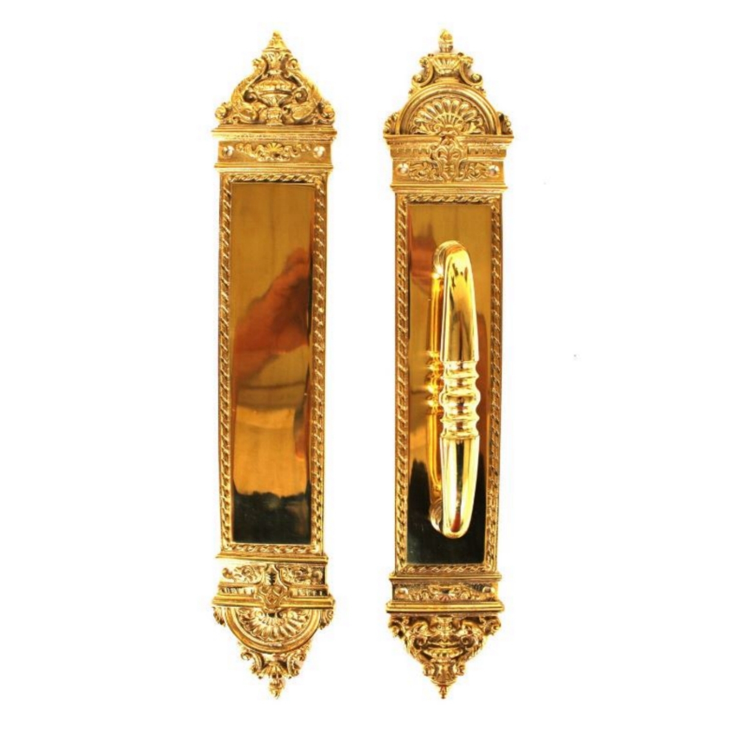 "The Fan" Polished Brass Push and Pull Door Handle Set